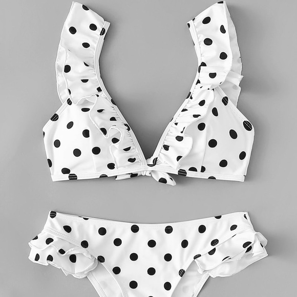 white ruffle bikini